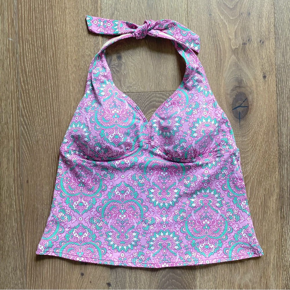 Land’s End Halter Tankini Top Swimsuit Padded Bra Sz 12